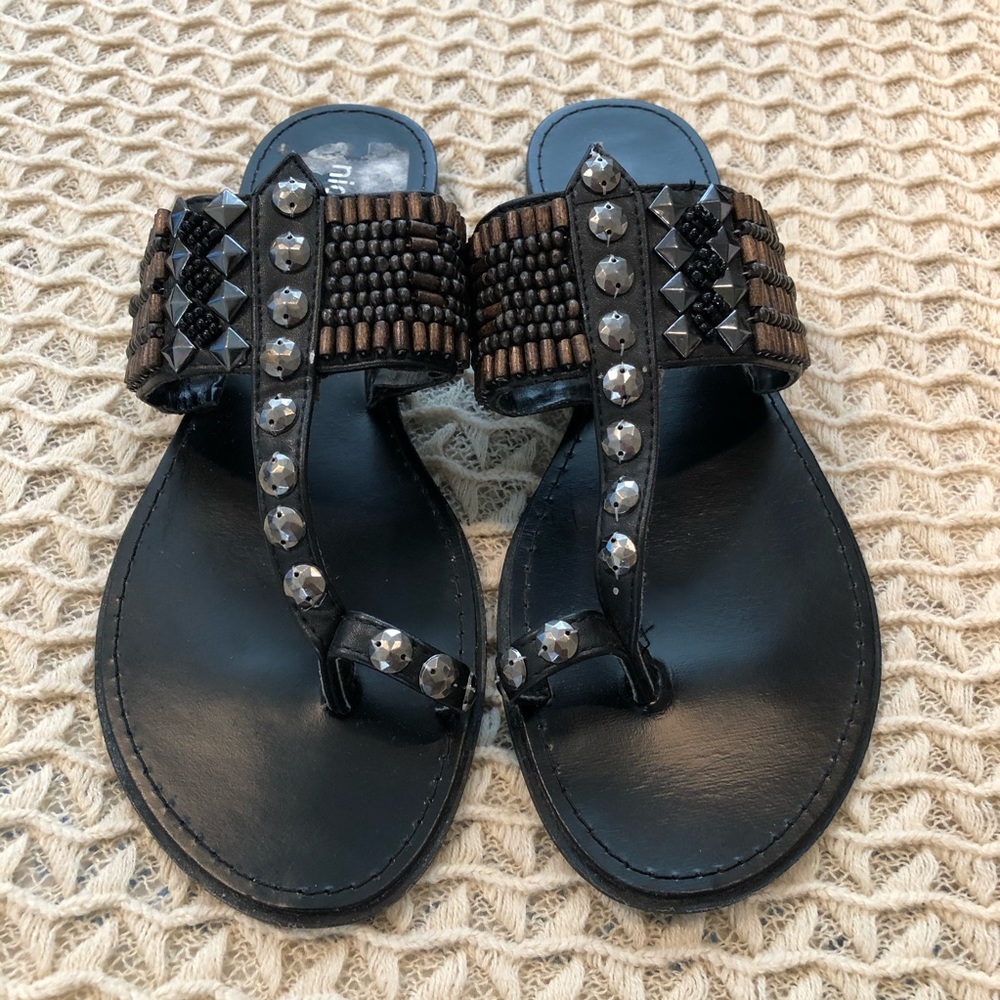 Nicole by Nicole Miller Black Studded Sandals